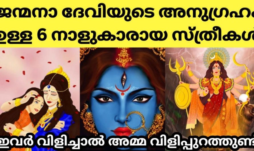 ഈ ആറ് നാളുകളിൽ ജനിച്ച സ്ത്രീകൾ ജന്മനാൽ ദേവിയുടെ അനുഗ്രഹം ഉള്ളവർ. ഇവർ വിളിച്ചാൽ ദേവി വിളി പുറത്തുണ്ട്.