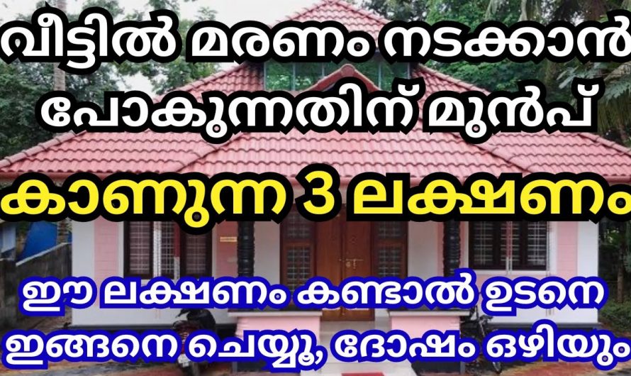 വീട്ടിൽ മരണ ദുഃഖം ഉണ്ടാകുന്നതിന്റെ ചില ലക്ഷണങ്ങൾ പ്രകൃതി കാണിച്ചുതരുന്നു.. ഇങ്ങനെ ഉണ്ടായാൽ ഉറപ്പായും പരിഹാരം തേടണം…