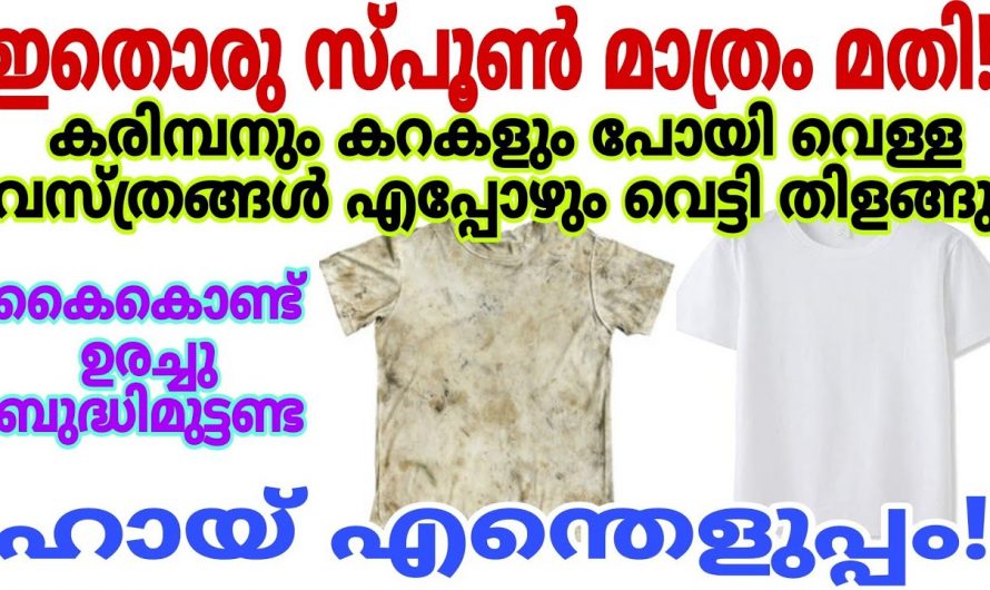 വെള്ള വസ്ത്രങ്ങൾ പുതിയത് പോലെ വെട്ടി തിളങ്ങുവാൻ വീട്ടിലെ ഈ സാധനങ്ങൾ മതി…